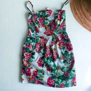 Zara Basic Timeless Floral Strapless Summer Dress (M)